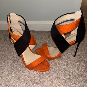 Elegant Black and Orange Women's Heels